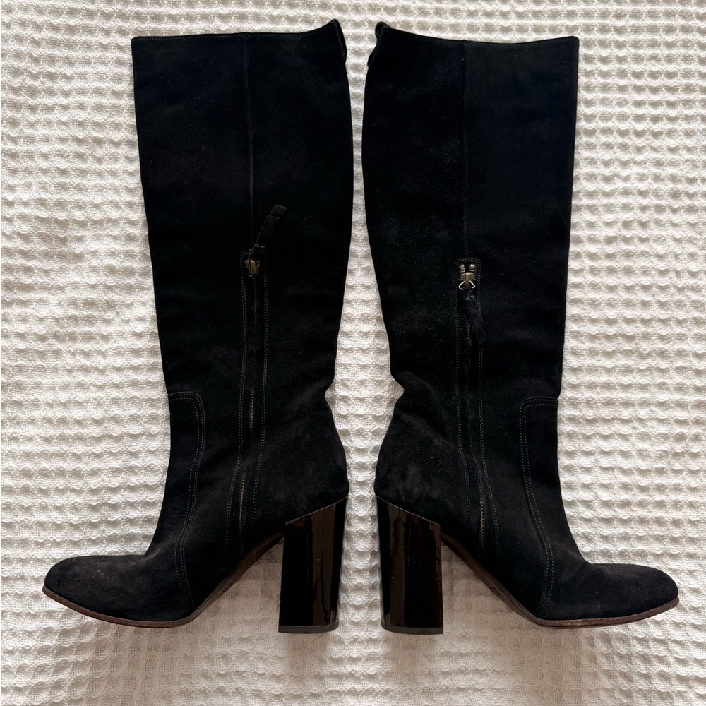 Billy Reid Beautiful Black Suede Knee-High Boots